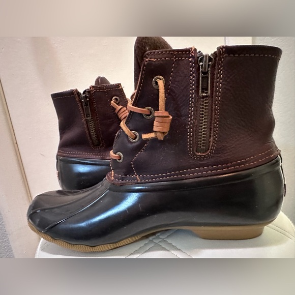 SPERRY Top-Sider Waterproof Saltwater Leather & Rubber Brown Duck Boots Size 9.5 - Picture 4 of 11